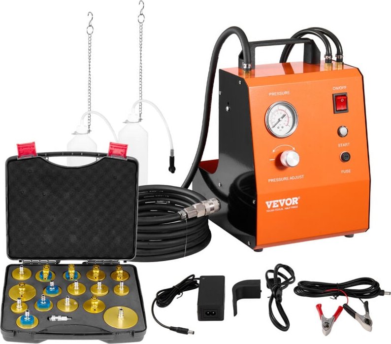 Elektrisches Bremsenentlüfter-Set Profi Hauptbremszylinder-Entlüftungsset mit Druckmesser & eingebauter Luftpumpe, viels...