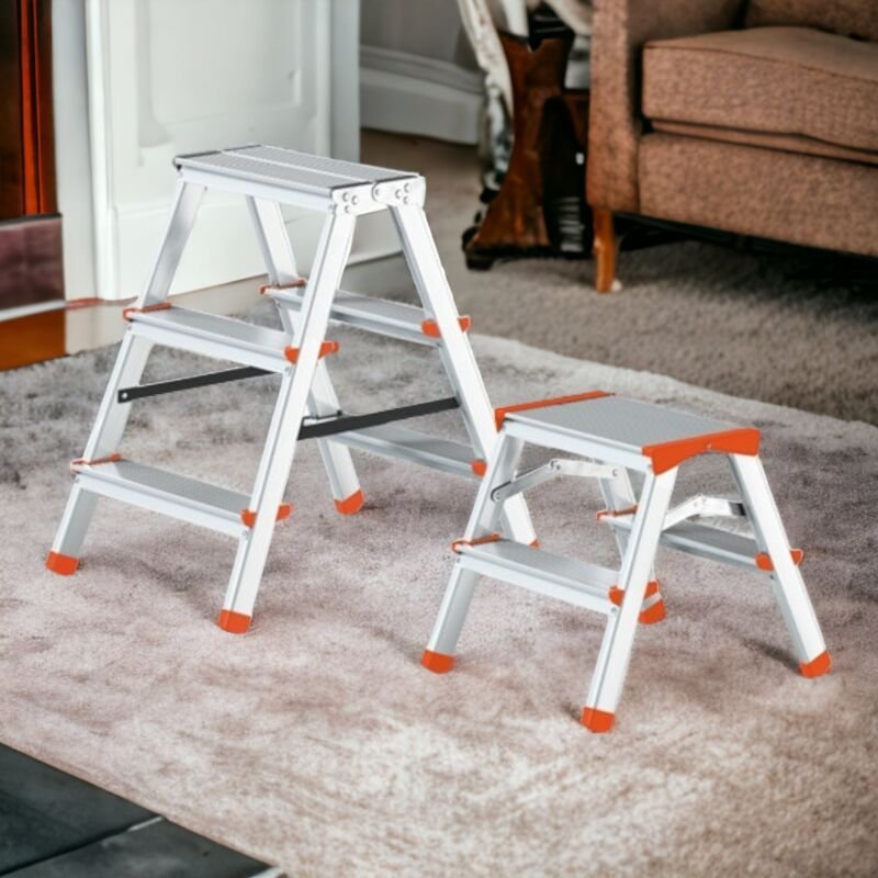 Haushaltsaluminiumhocker mit Tap-Tap-Aufstiegsfüßen ohne Schlupf - 3 Gradini