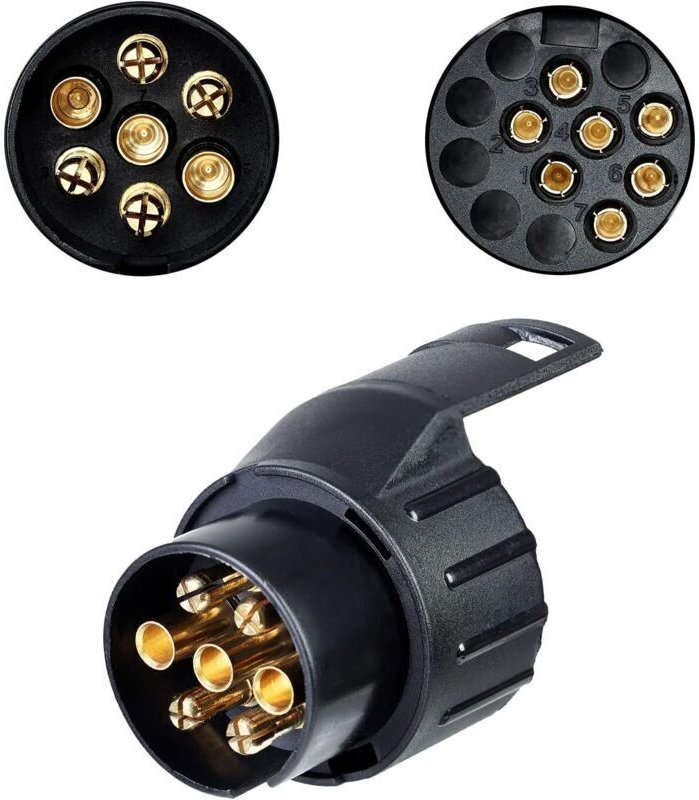 7-poliger auf 13-poliger Anhängeradapter, Anhängerkupplungsstecker-Adapter, wasserdichter 12-V-Anhängerstecker-Konverter...