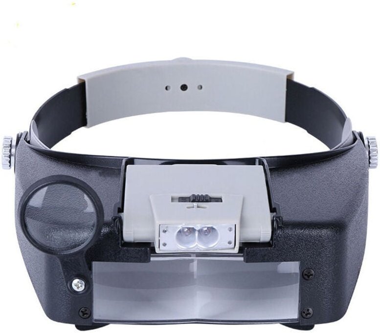 Bandeau Loupe Horloger Mains Libres Loupe avec Lumière Casque Loupe Grossissante avec led Lumière, pour Horloger, Bijout...