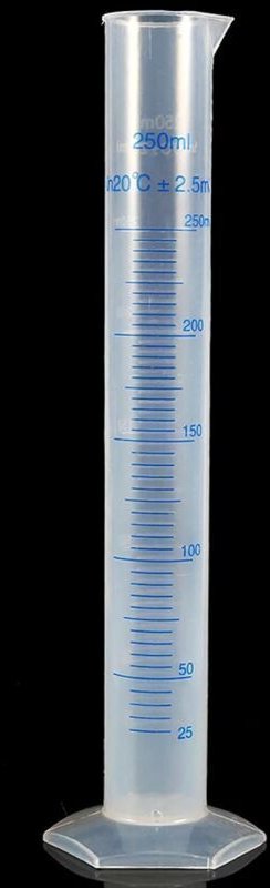 1 outil de mesure de laboratoire, cylindre de mesure en plastique de 250 ml, tube à échelle de bande, équipement de labo...