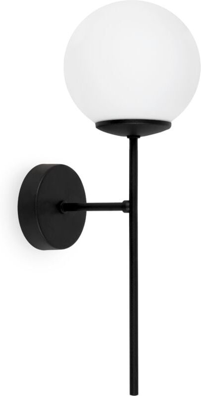 Siena Schwarze Wandlampe 1 Flacher Weisser Lampenschirm E14