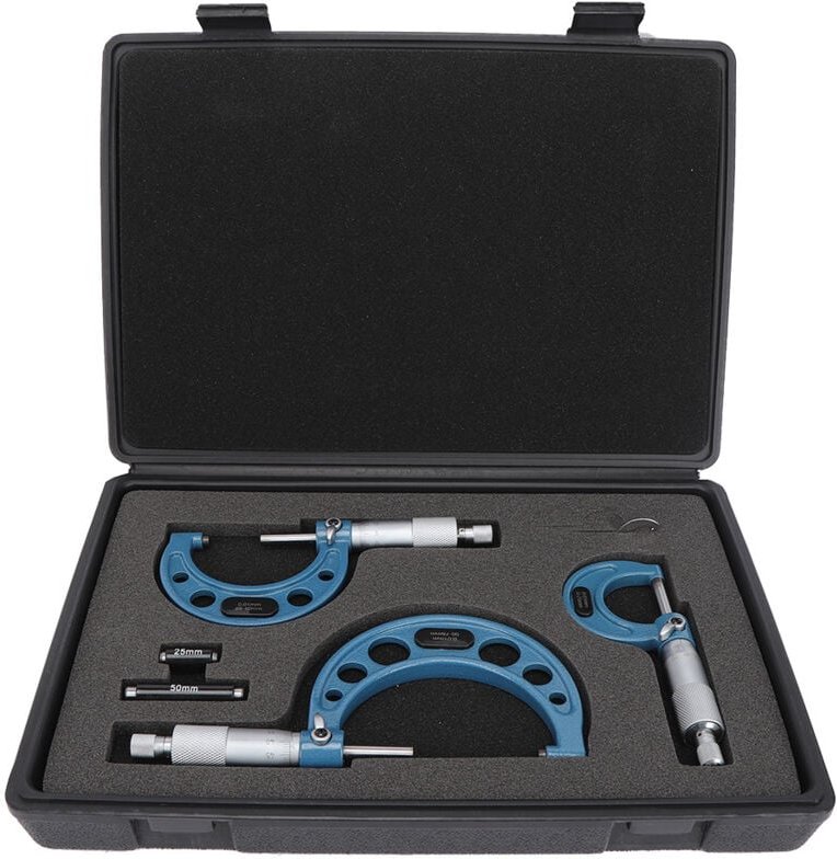 Eosnow 3-teiliges Mikrometer-Lagerstahl-Hochprzisions-Auendurchmesser-Messwerkzeug 0-75 mm