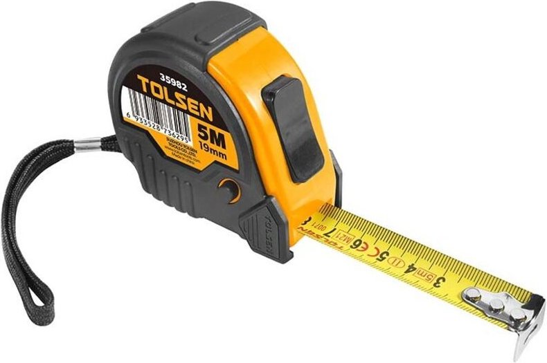 TOLSEN 3 m x 16 mm gummiertes Maßband, MID Klasse II Genauigkeit, robustes ABS-Gehäuse, 3 Feststellknöpfe