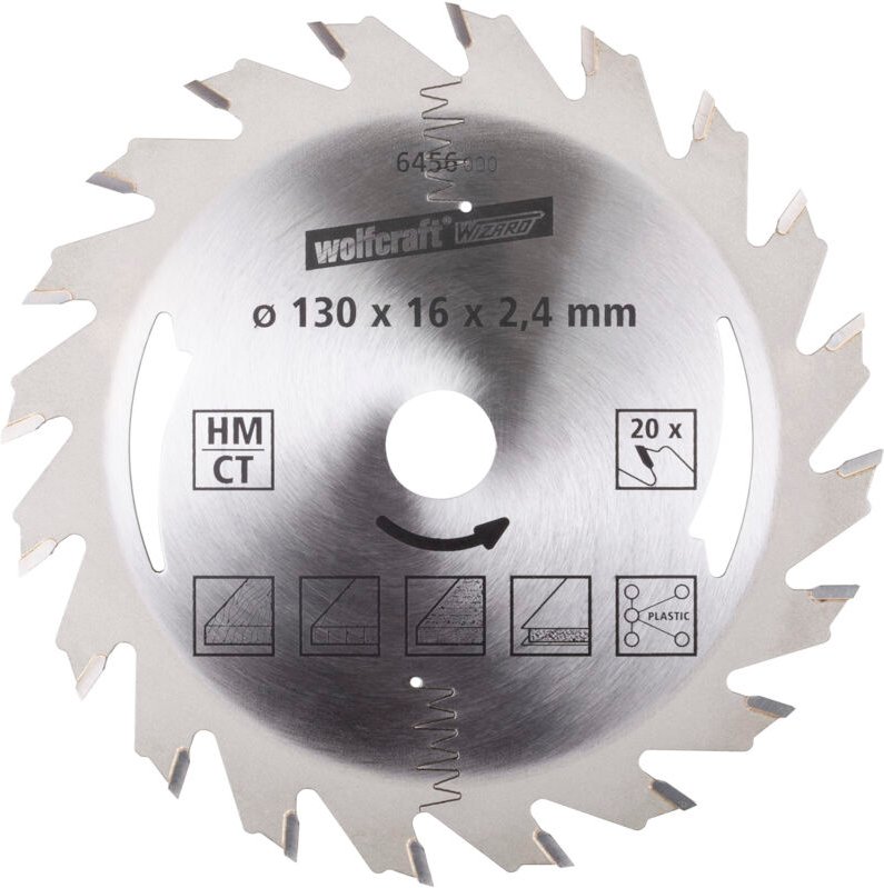 Wolfcraft - Kreissägeblatt Serie silber ø 130 mm Bohrung ø 16 mm Kreissägeblatt