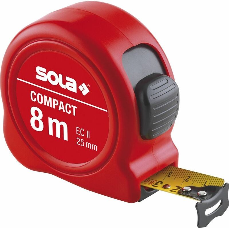 Thumbnail - Compact Roll-Maßband Rollmeter 8m mit EG-Prüfzeichen-Genauigkeit 2 rot - Sola