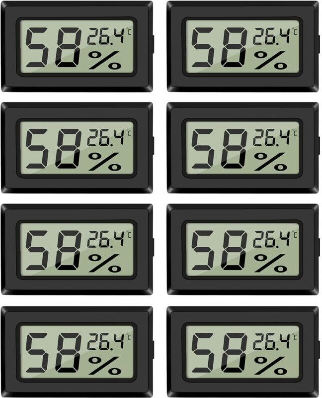 Odipie - 8er-Pack Mini-Hygrometer-Thermometer, digitaler Innen-Luftfeuchtigkeitsmesser-Monitor mit Temperatursensor für ...