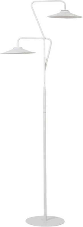 Thumbnail - LED-Stehlampe Weiß Metall 2-Flammig mit Schirm Kegelform Gebogen Langes Kabel mit Schalter USB-Anschluss Industrie-Desig...