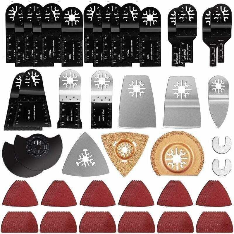 120-teiliges Sägeblatt-Set, oszillierendes Multifunktionswerkzeug-Zubehör für Holz, Kunststoff und Metall mit Schleifdre...
