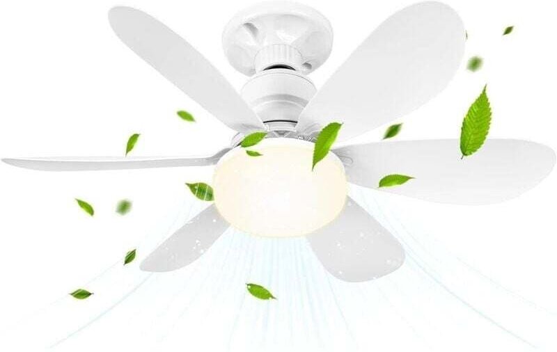 Deckenventilator mit Licht und Fernbedienung, 52 cm, 40 w, kleiner dimmbarer LED-Deckenventilator mit E27-Fassung - Ulis...