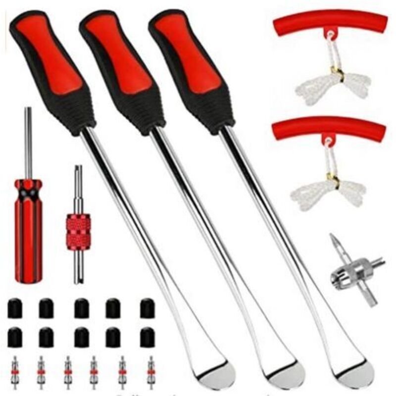 Manueller Reifenheber, 3-teilig, 30 cm, für Auto, Motorrad, Fahrrad, aus Manganstahl, für Motorrad und Auto