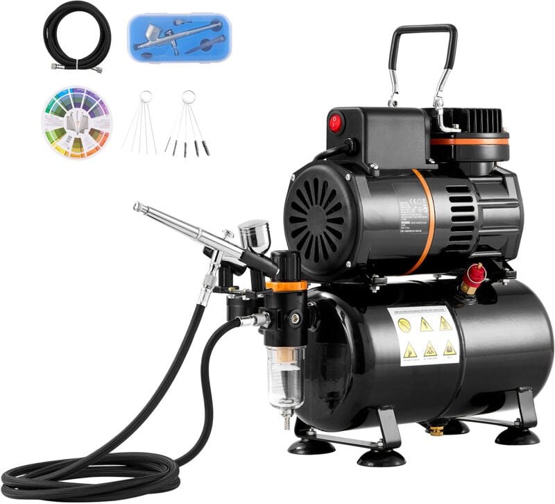 Mophorn - Airbrush-Set, Lufttank-Kompressor mit Doppellüfter und 3,5-l-Tank, Komplettset für Kunst