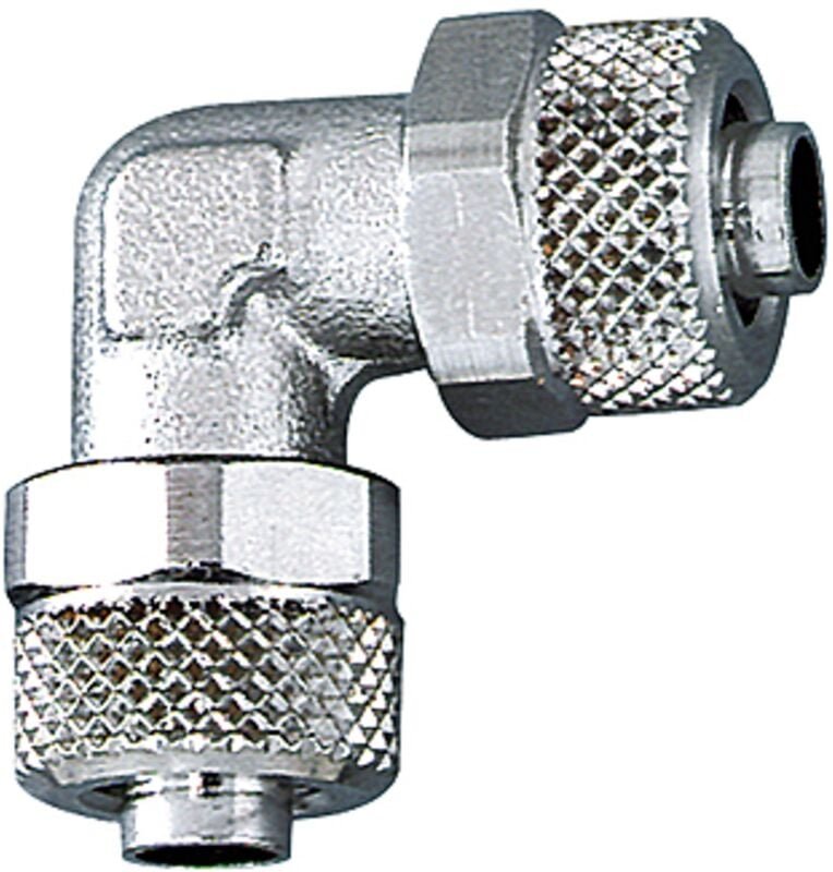 Winkelverbinder, für Schlauch 10/8 mm, sw 12, Messing vernickelt - Riegler