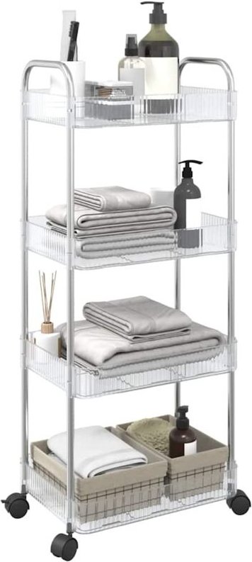 Aufbewahrungswagen 4 Etagen Transparent 37x28x95 cm Acryl Vidaxl