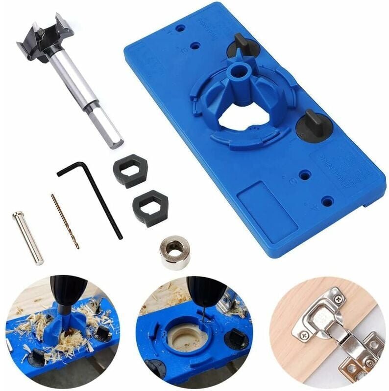 Verdecktes Scharniervorrichtungs-Kit, Bohrer für Holzbearbeitungswerkzeuge, Scharnierbohrloch-Fräsvorrichtungs-Schablone...