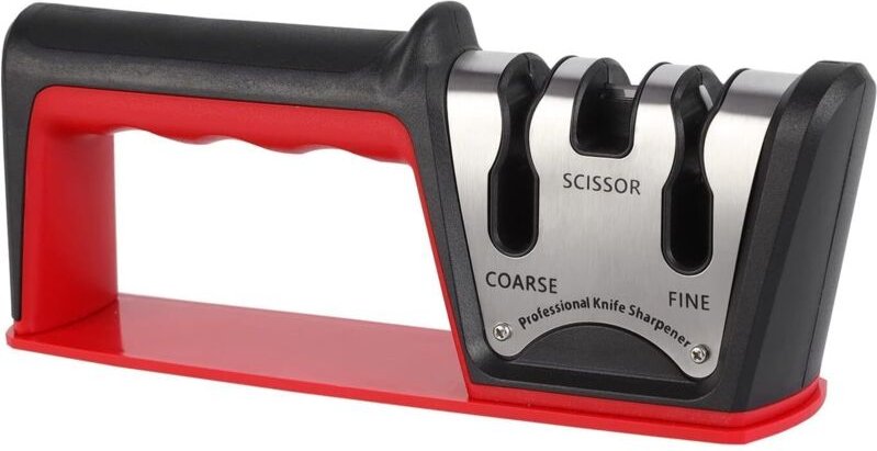 Messerschärfer, 3-stufiger verbesserter bogenförmiger Schlitzmesserschärfer für Scheren mit gezackter und gerader Klinge...