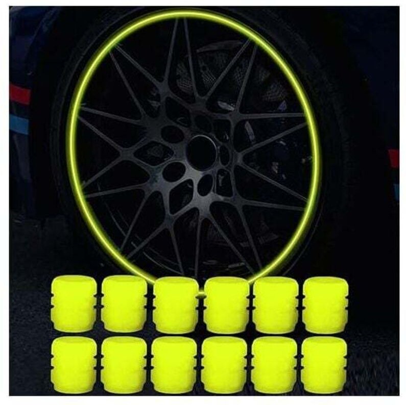 12er-Pack fluoreszierende Autoreifen-Ventilkappen, universell leuchtende Autoreifen-Ventilkappen, staubdichte Autokappe ...