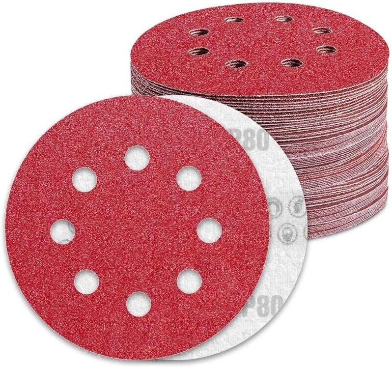 Schleifscheiben, 125 mm, Schleifpapier, Körnung 80, 90 Stück, 8 Löcher, Schleifscheibe für Exzenterschleifer - Ymyny