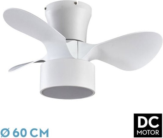 Thumbnail - Fabrilamp - Ventilator dc 24w kos white 3 Flügel 60d 6 Geschwindigkeiten 2390lm 3000-4500-6000k w/remote, memory & timer