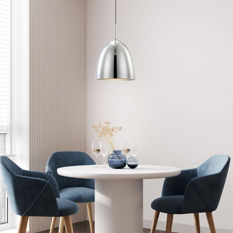 Pendelleuchte Retro Hängelampe Esstischleuchte Küchenleuchte Wohnzimmerlampe silber, Aluminium Chrom, 1x E27, DxH 25 x 1...