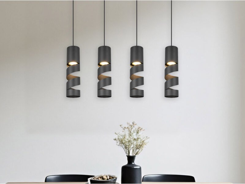 Trio - Moderne Pendelleuchte stream 4-flammig aus Metall in Schwarz, Breite 80cm