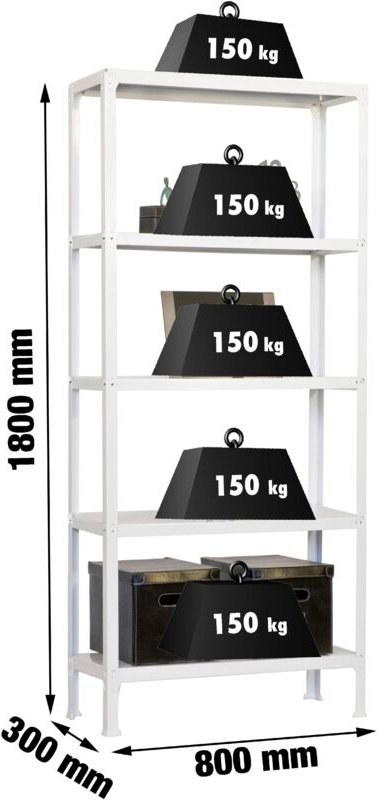 Simonrack Regal aus silbernem Metall mit 5 Regalen im modernen Design