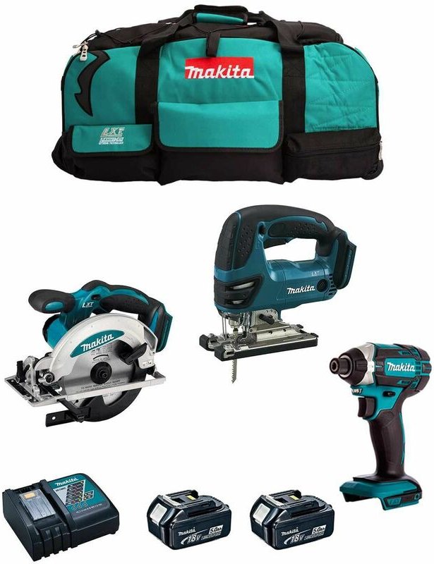 Makita - Kit 18V MSB3P2B (DJV180 + DSS610 + DTD152 + 2 x 5,0 Ah + DC18RC + Trolley)
