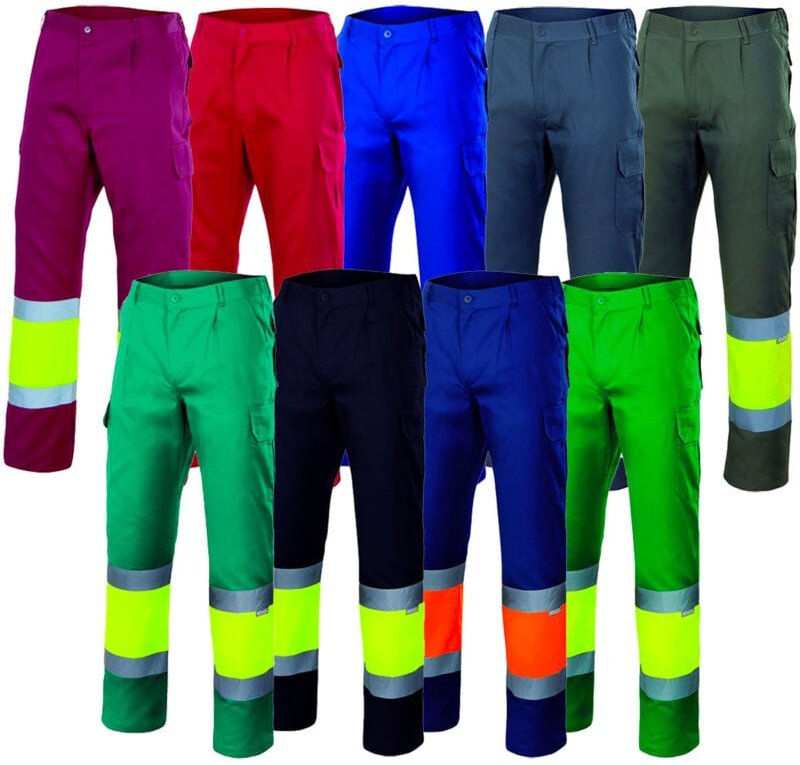 156 Warnschutz Arbeitshose - l - Grau / Gelb - Velilla