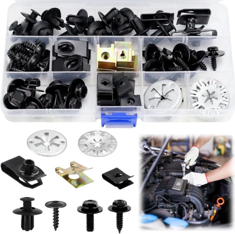 80-teiliges Befestigungsset für die Reparatur von Kotflügeln, Schrauben und Clips, Karosserieschrauben-Set, Kotflügelbol...