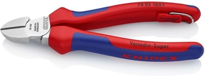 Seitenschneider, verchromt, mit Mehrkomponenten-Hüllen, 2K-Griff, Länge: 70 05 160 t 160mm - Knipex