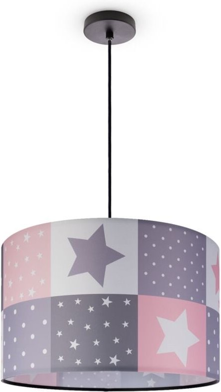 Deckenlampe Kinder Pendelleuchte Kinderzimmer Stoffschirm Rund Bunt Baby E27 Pendelleuchte - Schwarz, Pink (Ø45,5cm) - P...