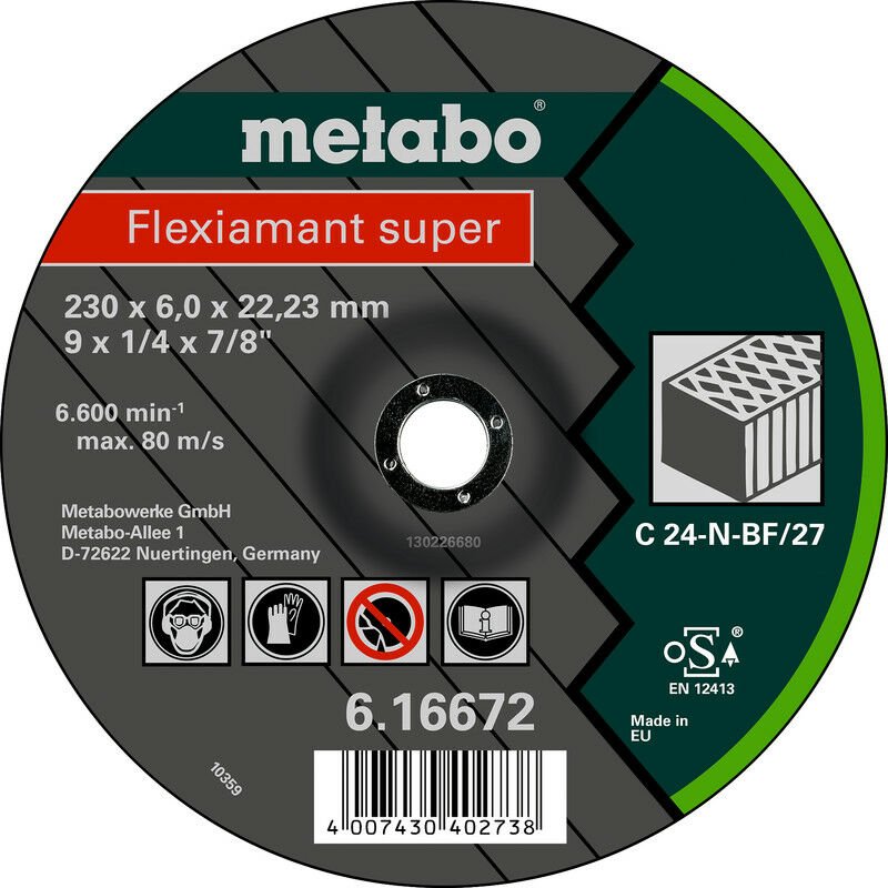 Metabo - Flexiamant super 230x6,0x22,23 Stein, Schruppscheibe, gekröpfte Ausführung