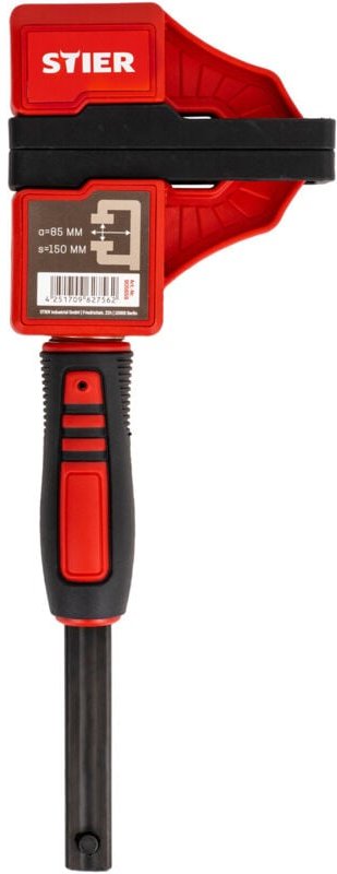 Kompaktzwinge, optimal für Arbeiten auf engem Raum, 150 mm Spannweite, 60 mm Ausladung, große Spannbacken - Stier