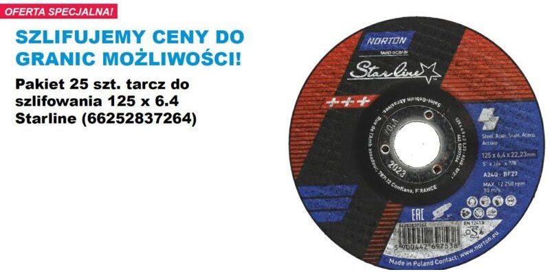 NORTON STARLINE SCHLEIFSCHEIBE 125mm x 6.4mm A24Q-BF27 FÜR METALL /25 Stück.