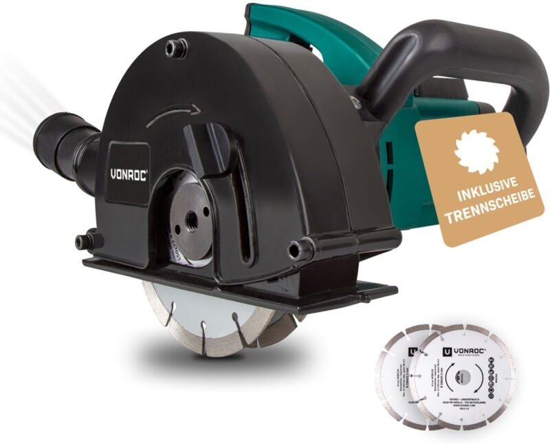 Vonroc - Mauernutfräse 1700W - 150mm - Inklusive Diamantscheiben und Aufbewahrungstasche