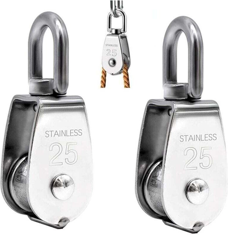 Satz mit 2 Heberollen, Einzelrolle aus Edelstahl 304, M25-Einzelrolle, Tragfähigkeit 150 kg