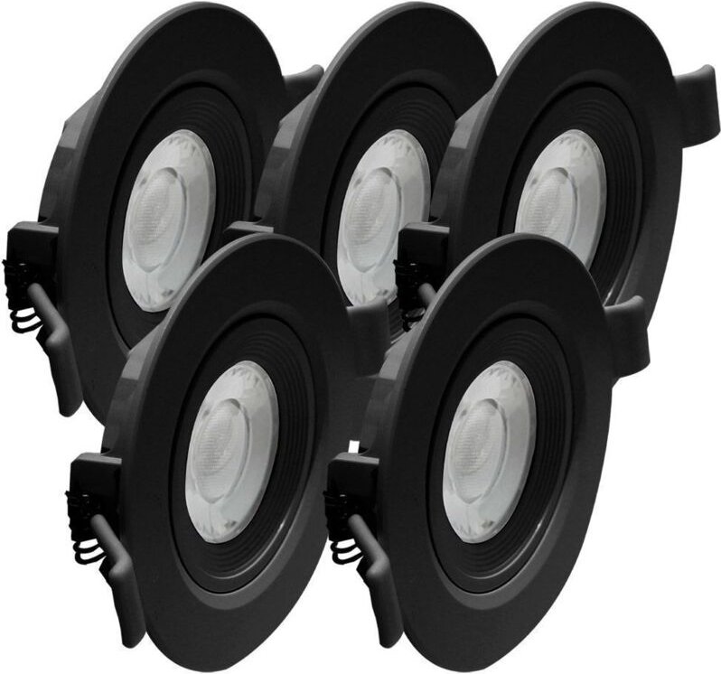 Arum Lighting - 5 LED-Einbaustrahler asturia verstellbar schwarz 7W Äq. 75W Farbtemperatur: Warmweiß 3000K