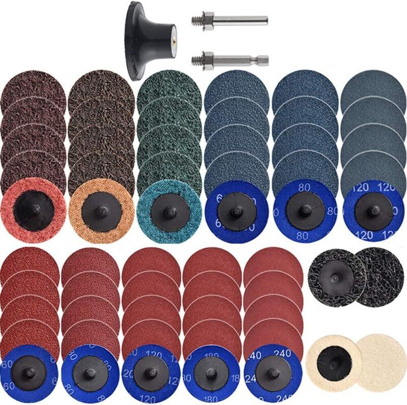 Packung mit 60 schnellwechselbaren 5,8-cm-Schleifscheiben – 2 x 1/4"-Träger – Für Schleifmaschinen – Oberflächenbehandlu...