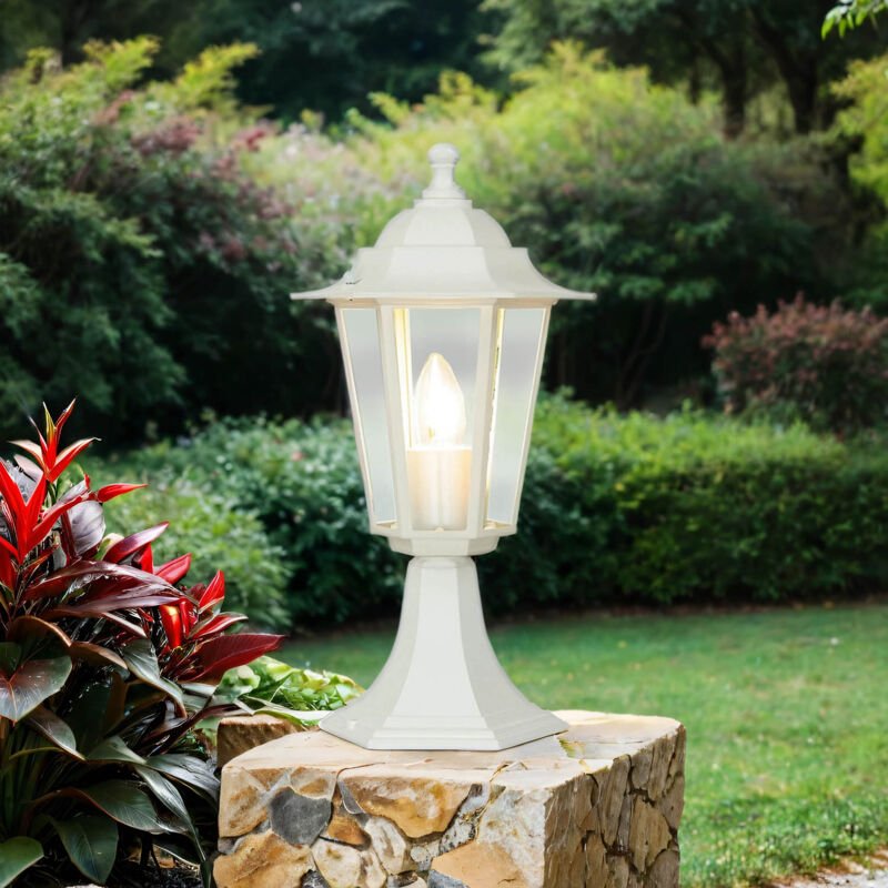 Licht-erlebnisse - Wegeleuchte Garten Weiß 40 cm Rustikal IP44 E27 Außenlampe Sockelleuchte