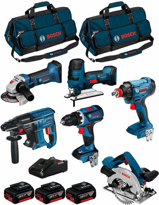 Thumbnail - Kit 18V BK602BAG (gdx 18V-180+GBH 18V-21+GKS 18V-57+GST 18V-LI s+gws 18-125V-LI+GSR 18V-60 c+ 3x5,0Ah+GAL18V-40+2 Tasche...