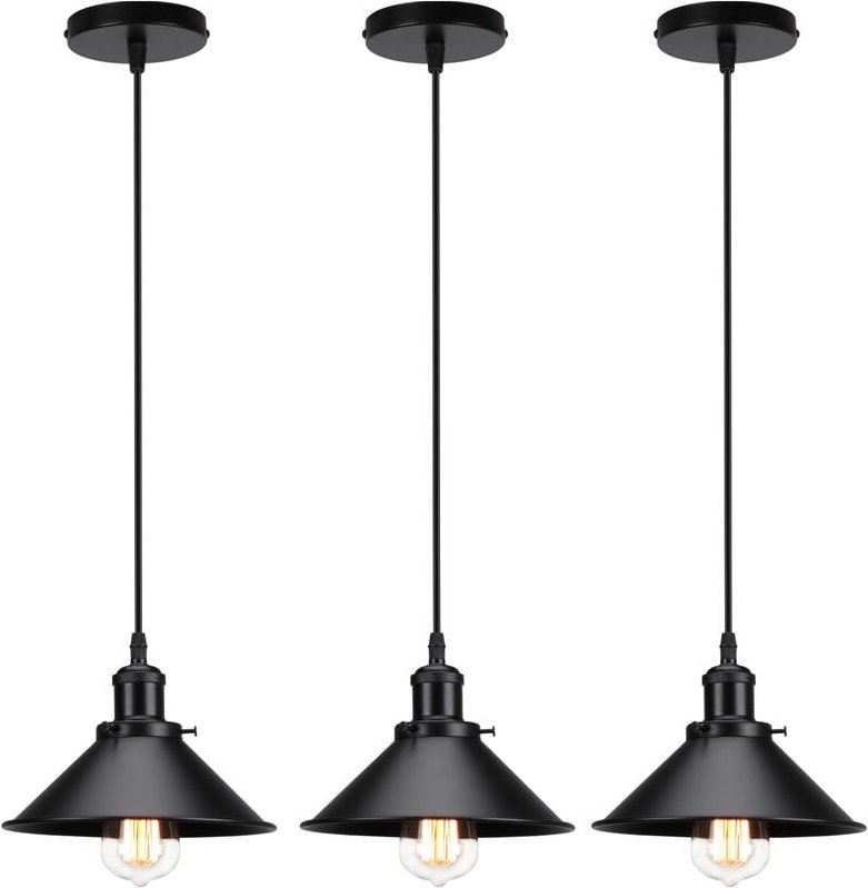 Pendelleuchte Edison Hängelampe mit Ø26cm Regenschirm Lampenschirm Eisen Art Lampe für Loft Esszimmer Wohnzimmer Alles s...