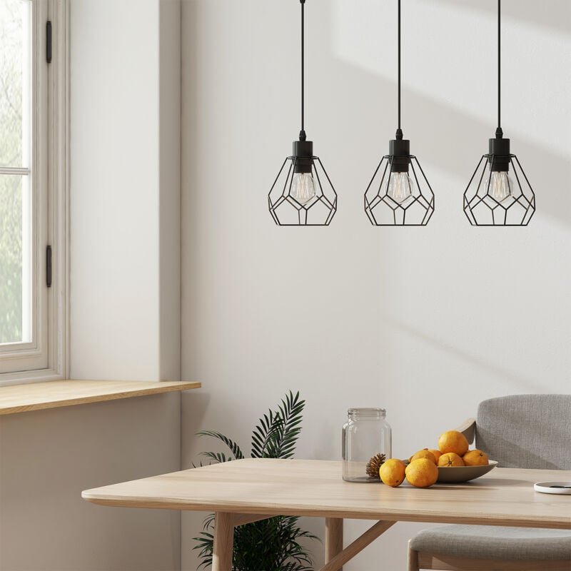 EMKE Pendelleuchte Retro Hängelampe Pendelleuchte aus Metall Industrial Hängelampe, Geometrischem Design Lampenschirm fü...