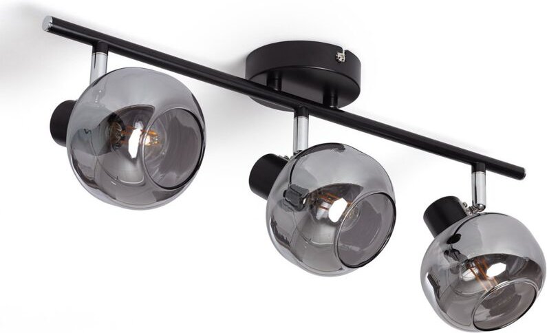 Deckenleuchte verstellbar Metall und Glas 3 Strahler Romsy Grau