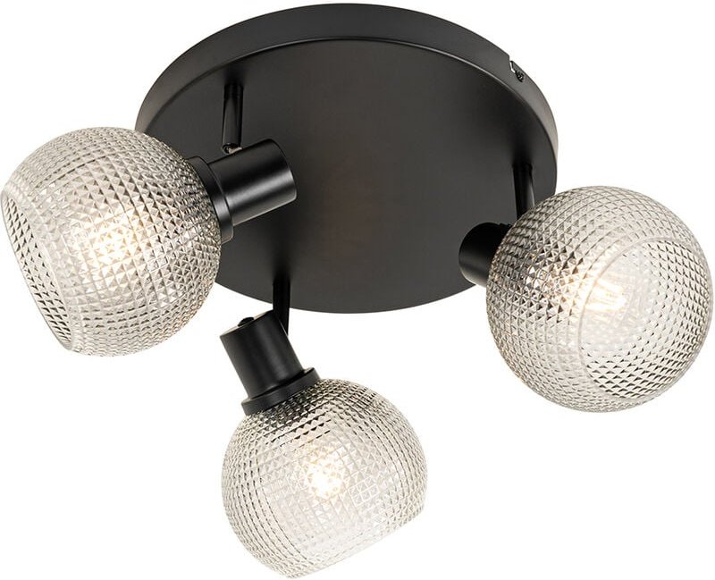 Design-Spot schwarz mit Rauchglas 3-flammig rund - Chico
