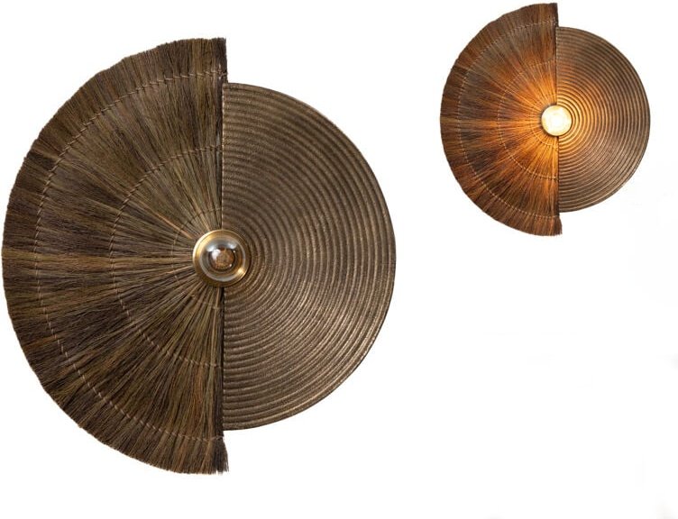 Wandleuchte Metall/Naturfaser E27/ 220-240V 8x53x47cm