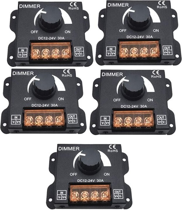 Tlily - 5PCS dc 12V 24V led Dimmer Schalter 30A Spannung Regler