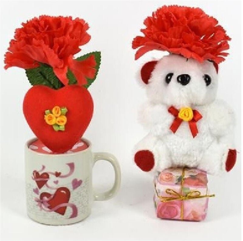 Trade Shop Traesio - Trade Shop - tazzina mit peluchs-oder-idea regal san valentino mit fiori cuore confect -