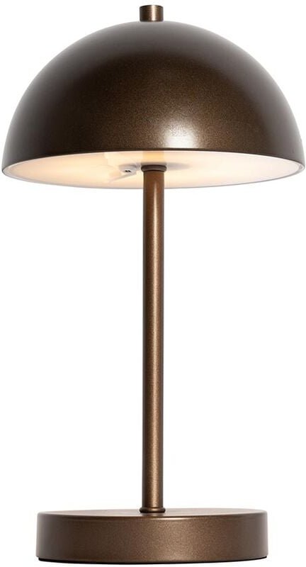 Qazqa - Tischleuchte für den Außenbereich Pilzform Dunkelbronze Wiederaufladbar - Keira