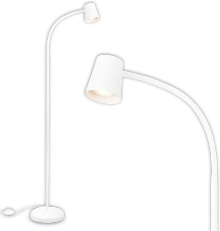 Briloner - Stehleuchte, mit Fußschalter, flexibler Lampenkopf, Stehlampe, 127,5 cm, 1x GU10, max. 9W, weiß