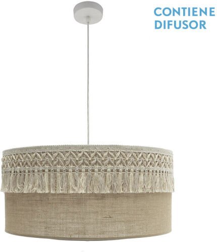 Fabrilamp - akunadecor Rustikale Pendelleuchte mit beigefarbenem Ekaterina-Schirm